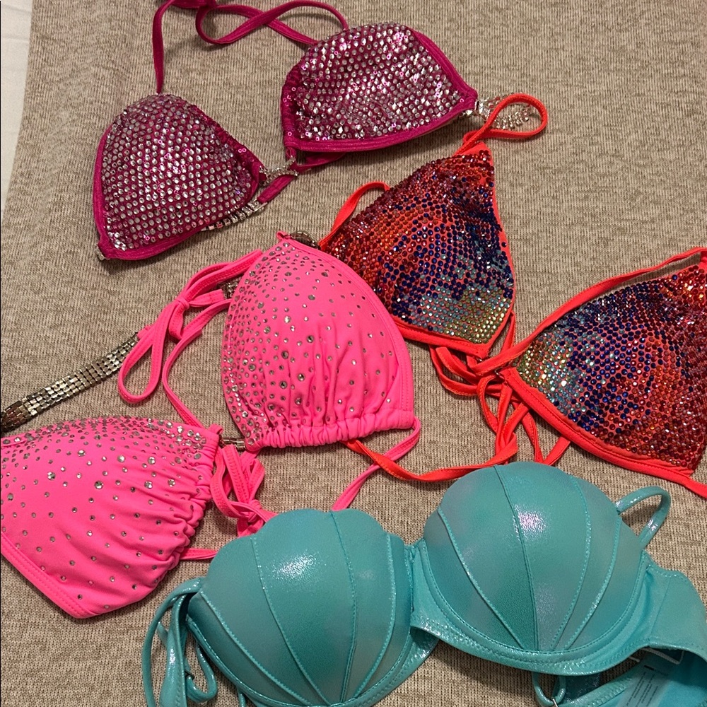 Colorful Sequin and Beaded Bikini Tops